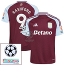 Aston Villa Rashford 9 Home Fan Jersey 2024/25 Patches UCL UEFA Foundation (Official Printing)