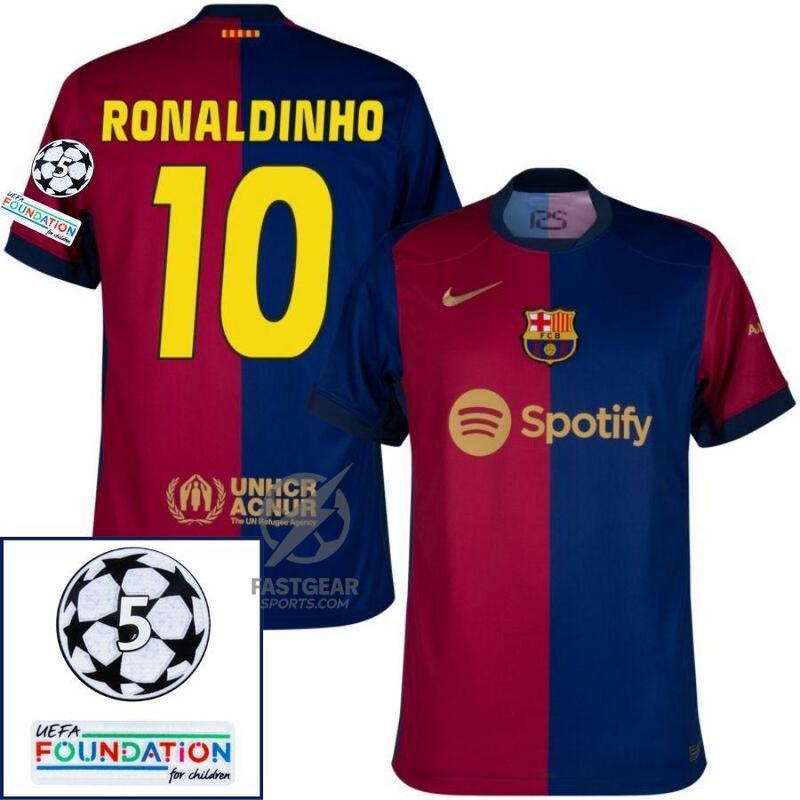 Barcelona Home 2024/25 Patches UCL UEFA Foundation (Official Printing)