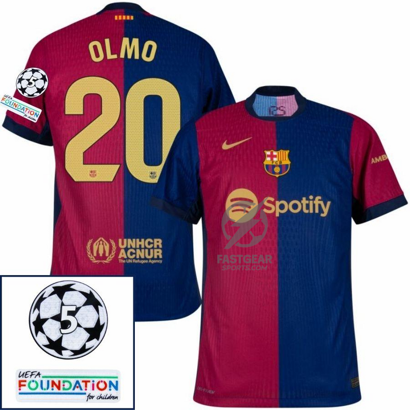 Barcelona Home 2024/25 Patches UCL UEFA Foundation (Official Printing)