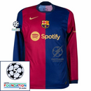 Barcelona Home Long Sleeve 2024/25 Patches UCL UEFA Foundation (Official Printing)