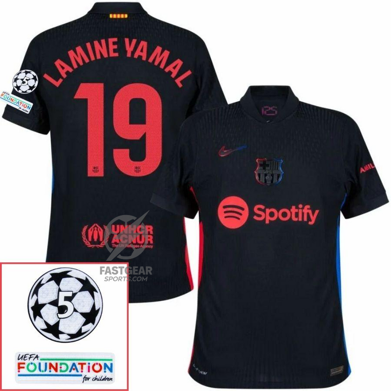 Barcelona Lamine Yamal 19 Away 2024/25 Patches UCL UEFA Foundation (Official Printing)