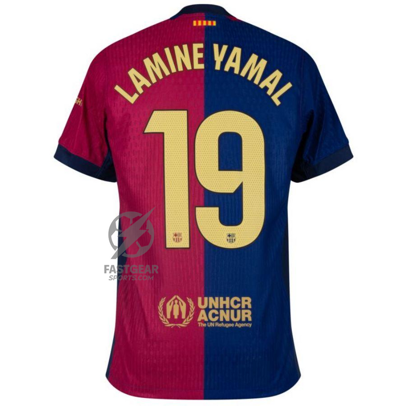 Barcelona Lamine Yamal 19 Home 2024/25 Patches UCL UEFA Foundation (Official Printing)