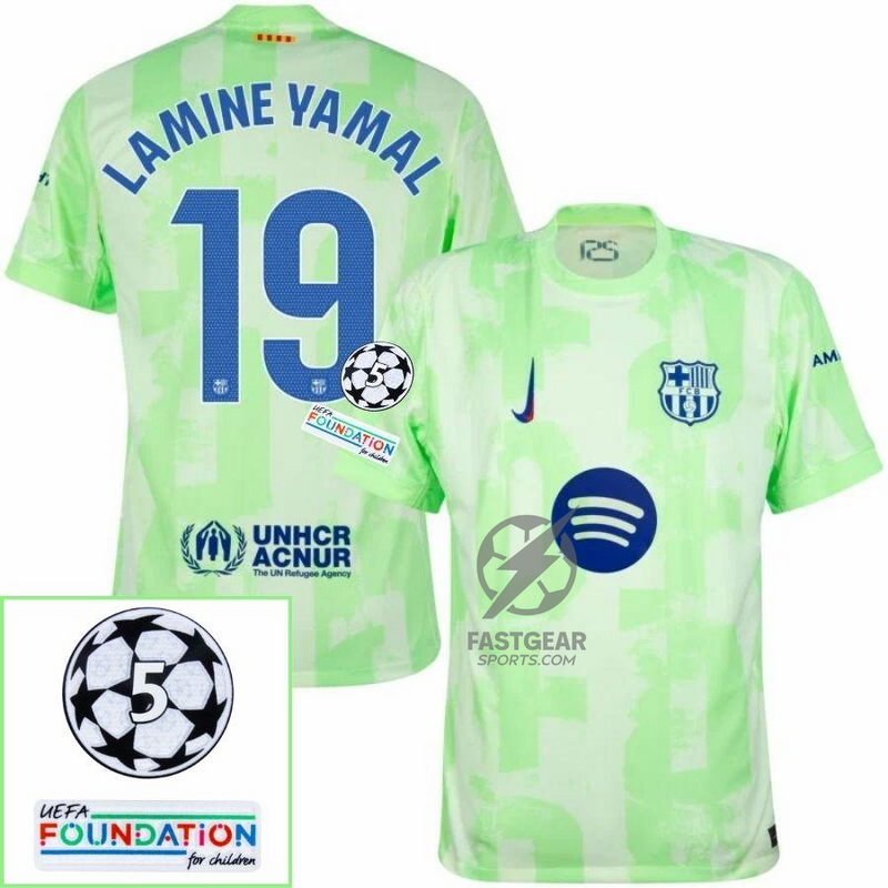 Barcelona Lamine Yamal 19 Third 2024/25 Patches UCL UEFA Foundation (Official Printing)