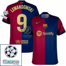 Barcelona Lewandowski 9 Home 2024/25 Patches UCL UEFA Foundation (Official Printing)