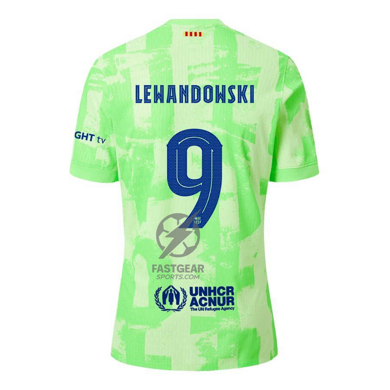 Barcelona Lewandowski 9 Third 2024/25 Patches UCL UEFA Foundation (Official Printing)