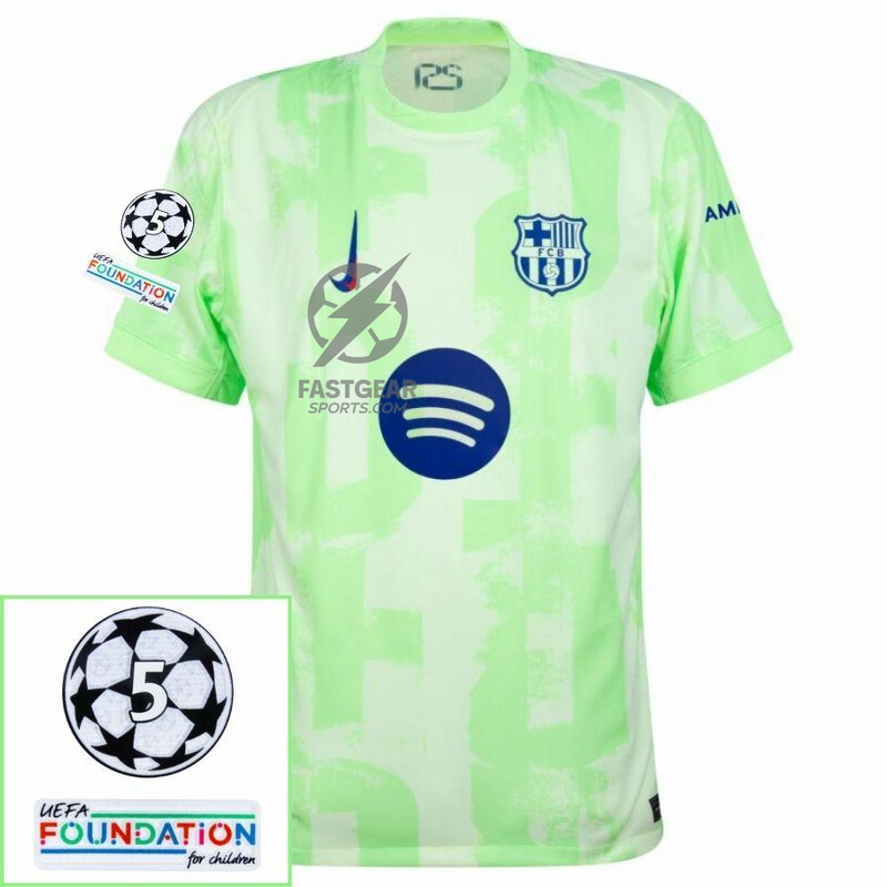 Barcelona Lewandowski 9 Third 2024/25 Patches UCL UEFA Foundation (Official Printing)