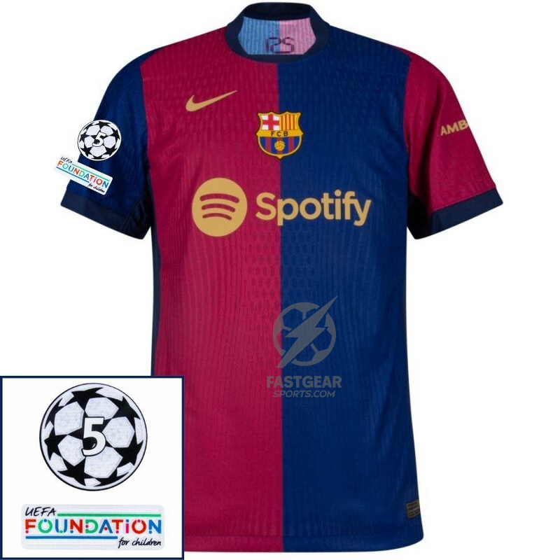 Barcelona Pedri 8 Home 2024/25 Patches UCL UEFA Foundation (Official Printing)