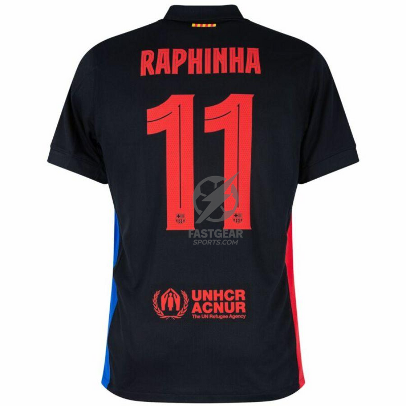 Barcelona Raphinha 11 Away 2024/25 Patches UCL UEFA Foundation (Official Printing)
