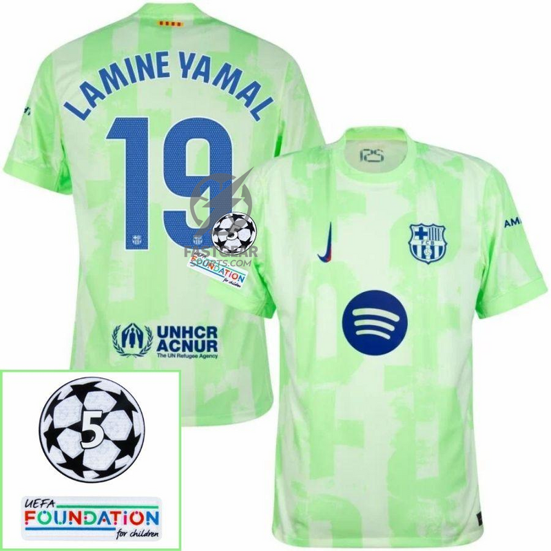 Barcelona Third 2024/25 Patches UCL UEFA Foundation (Official Printing)