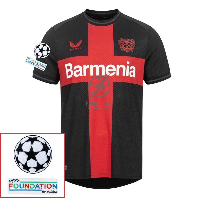 Bayer 04 Leverkusen Wirtz 10 Home Fan Jersey 2023/24 Patches UCL UEFA Foundation (Official Printing)
