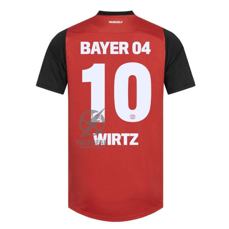 Bayer 04 Leverkusen Wirtz 10 Home Fan Jersey 2024/25 Patches UCL UEFA Foundation (Official Printing)
