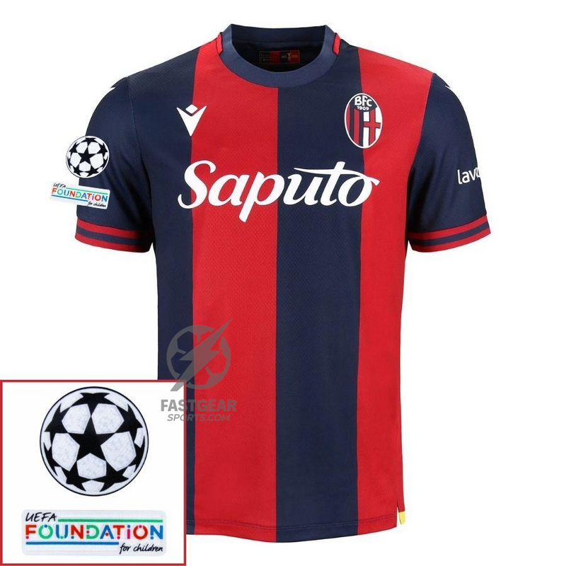 Bologna Home Fan Jersey 2024/25 Patches UCL UEFA Foundation (Official Printing)