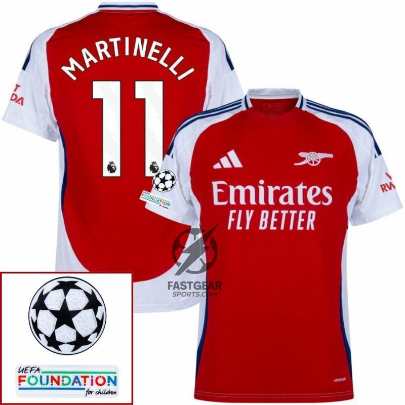 Arsenal Home Fan Jersey 2024/25 Patches UCL UEFA Foundation (Official Printing)