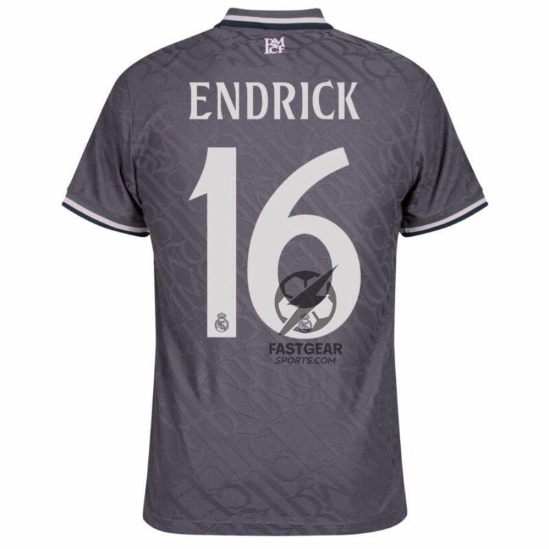 Real Madrid Endrick 16 Third Fan Jersey 2024/25 Patches UCL UEFA Foundation (Official Printing)