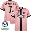 Paris Saint-Germain Kvaratskhelia 7 Fan Jersey Third Jordan 2023/24 Patches UCL UEFA Foundation (Official Printing)