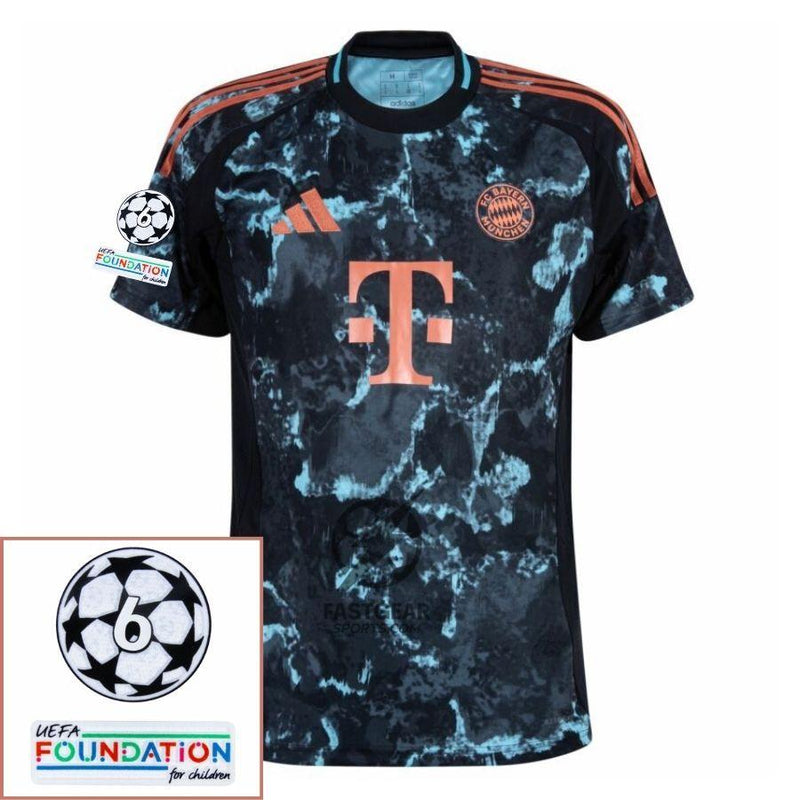 Bayern München Away Fan Jersey 2024/25 Patches UCL UEFA Foundation (Official Printing)
