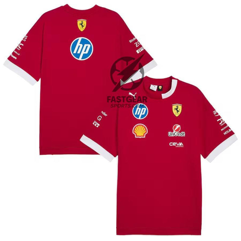 Scuderia Ferrari 2025 Team Oversized T-Shirt - Dark Red Formula 1 F1 Formula One