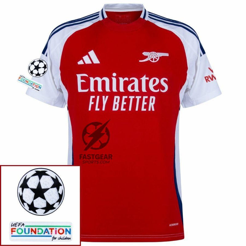 Arsenal Ødegaard 8 Home Fan Jersey 2024/25 Patches UCL UEFA Foundation (Official Printing)