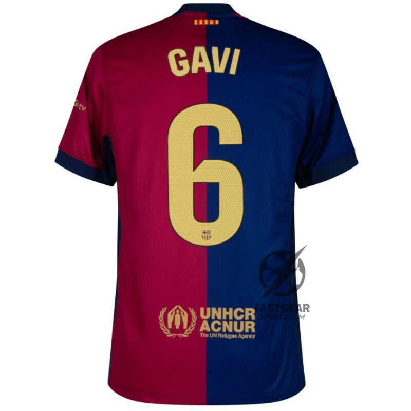 Barcelona Gavi 6 Home 2024/25 Patches UCL UEFA Foundation (Official Printing)