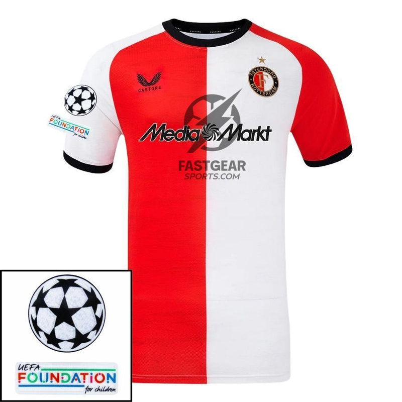 Feyenoord Home 2024/25 Patches UCL UEFA Foundation (Official Printing)