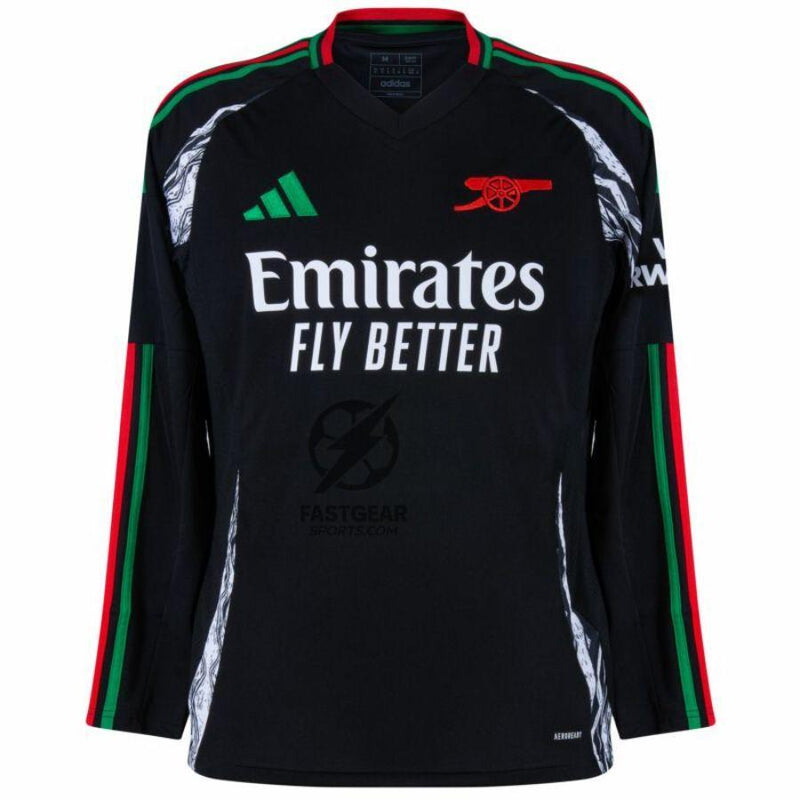 Arsenal Away Fan Jersey Long Sleeve 2024/25 Patches UCL UEFA Foundation (Official Printing)