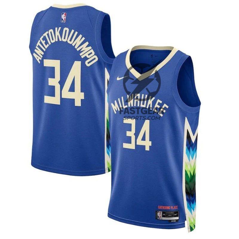 Giannis Antetokounmpo Milwaukee Bucks Unisex 2023 NBA Jersey - City Edition - Royal