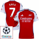 Arsenal Saka 7 Home Fan Jersey 2024/25 Patches UCL UEFA Foundation (Official Printing)