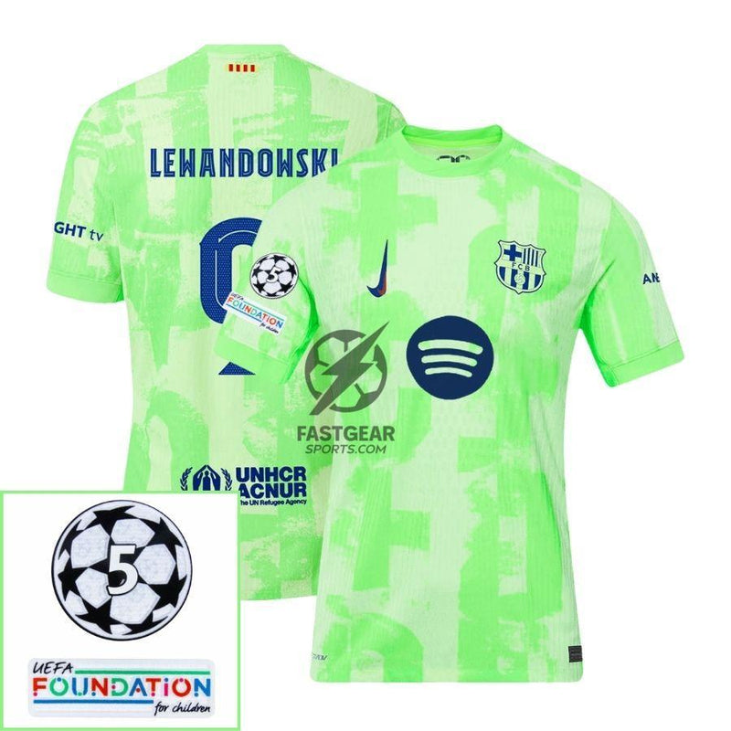 Barcelona Third 2024/25 Patches UCL UEFA Foundation (Official Printing)