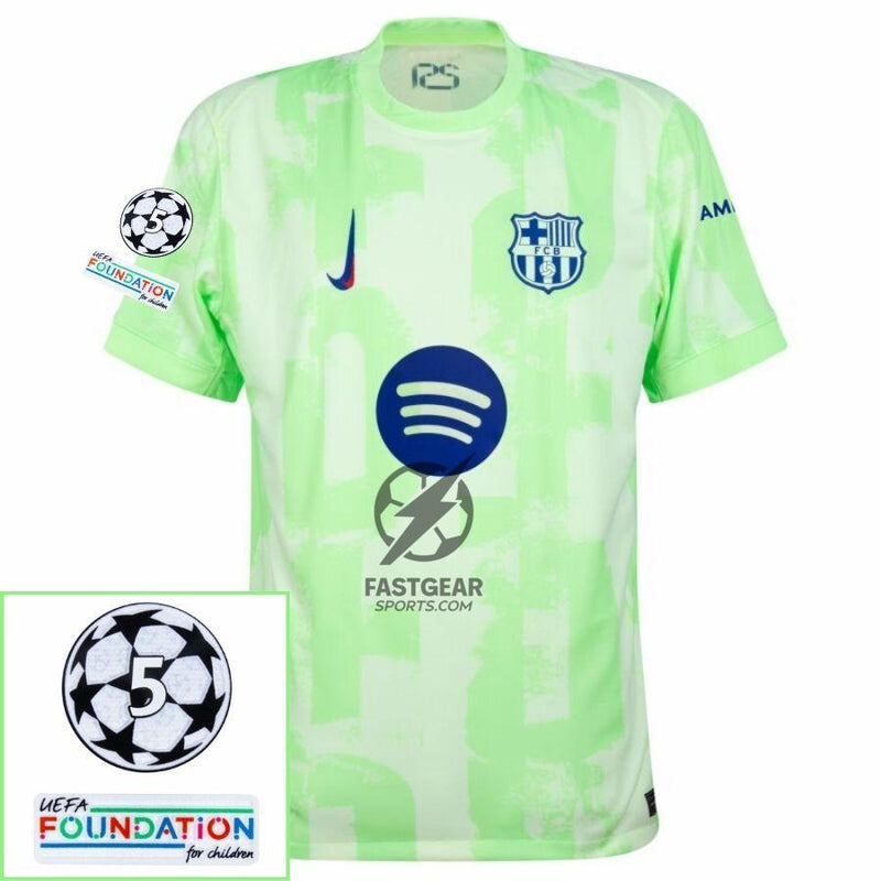 Barcelona Lewandowski 9 Third 2024/25 Patches UCL UEFA Foundation (Official Printing)