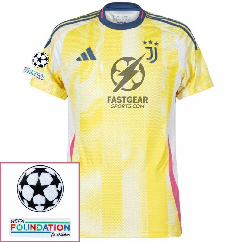 Juventus Away 2024/25 Patches UCL UEFA Foundation (Official Printing)