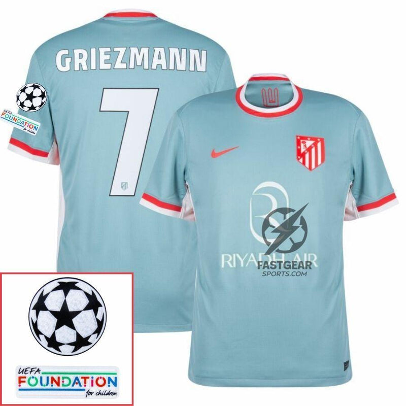 Atlético Madrid Away Fan Jersey 2024/25 Patches UCL UEFA Foundation (Official Printing)