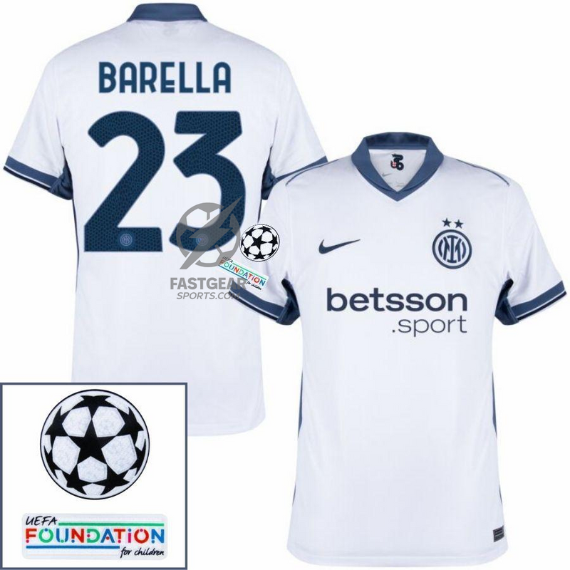 Inter Milan Barella 23 Away 2024/25 Patches UCL UEFA Foundation (Official Printing)