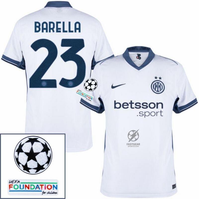 Inter Milan Barella 23 Away 2024/25 Patches UCL UEFA Foundation (Official Printing)