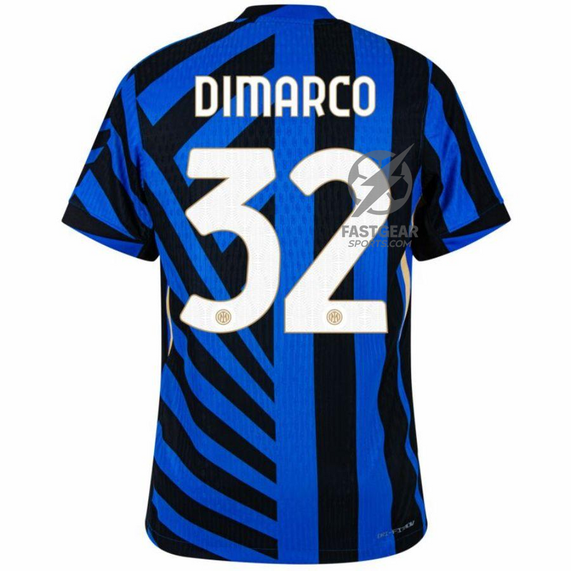 Inter Milan Dimarco 32 Home 2024/25 Patches UCL UEFA Foundation (Official Printing)