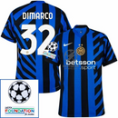 Inter Milan Dimarco 32 Home 2024/25 Patches UCL UEFA Foundation (Official Printing)