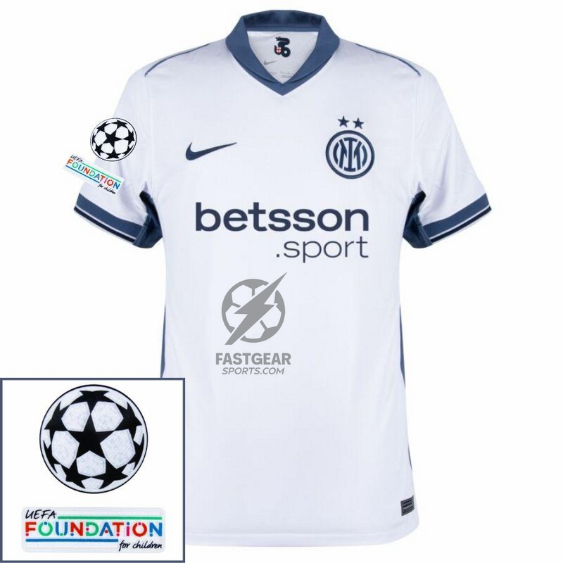 Inter Milan Lautaro 10 Away 2024/25 Patches UCL UEFA Foundation (Official Printing)