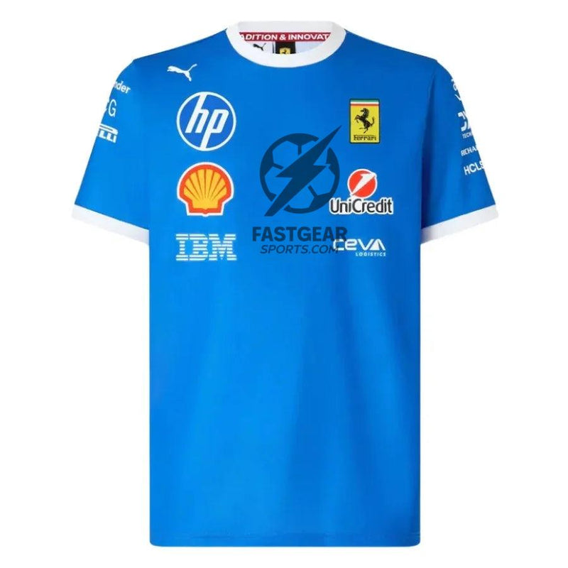 Scuderia Ferrari 2025 Team Monza T-Shirt -  Formula 1 F1 Formula One Blue Scozia