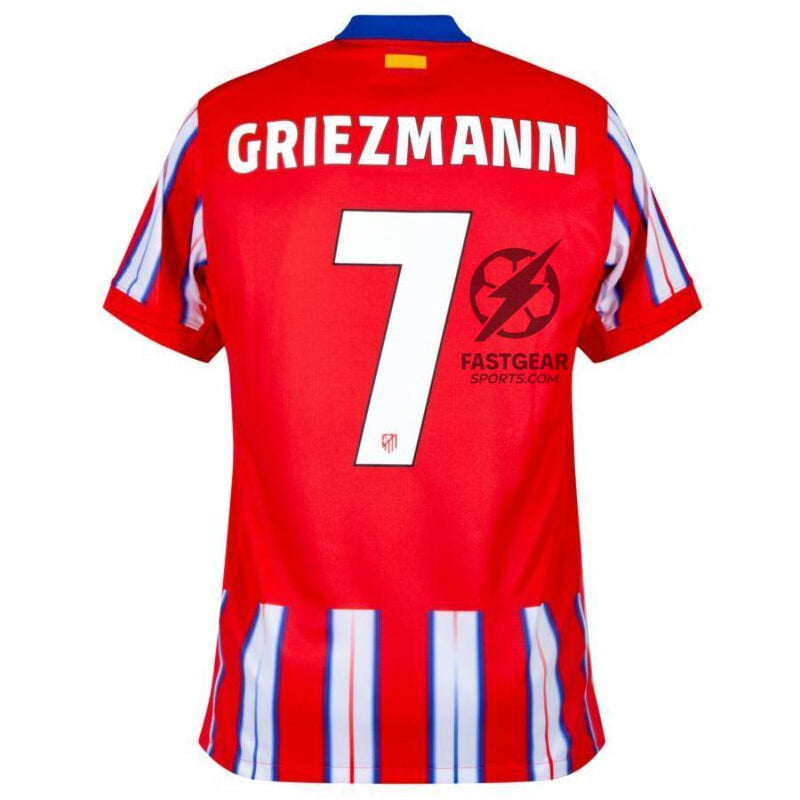 Atlético Madrid Griezmann 7 Home Fan Jersey 2024/25 Patches UCL UEFA Foundation (Official Printing)