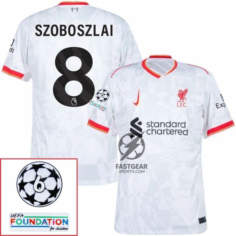 Liverpool Szoboszlai 8  Away 2024/25 Patches UCL UEFA Foundation (Official Printing)