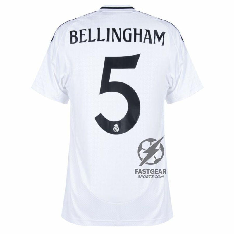 Real Madrid Bellingham 5 Home Fan Jersey 2024/25 Patches UCL UEFA Foundation (Official Printing)
