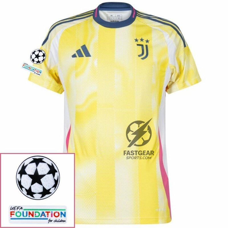Juventus Away 2024/25 Patches UCL UEFA Foundation (Official Printing)