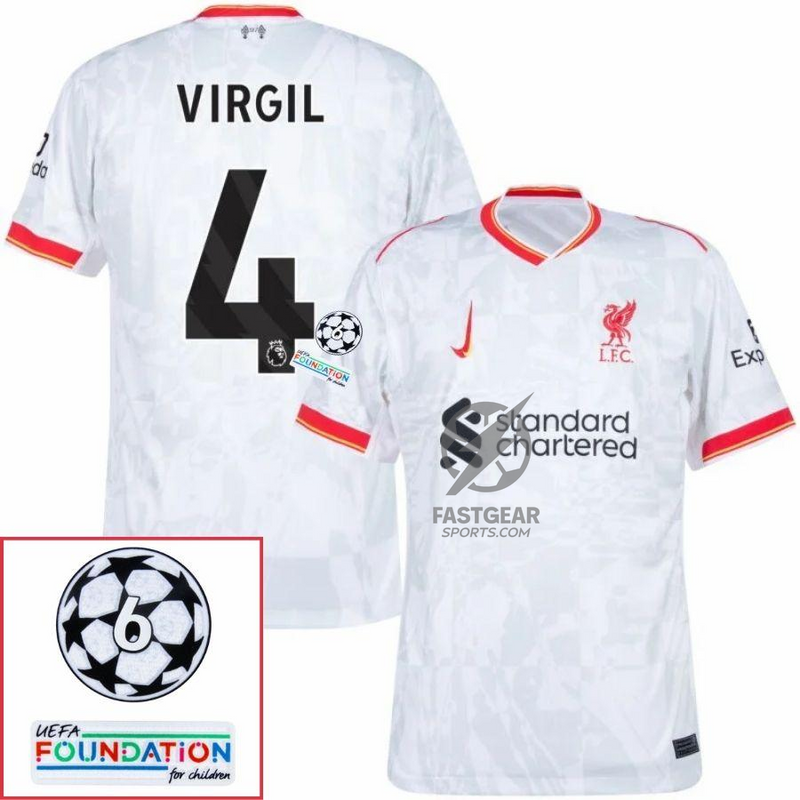 Liverpool Away 2024/25 Patches UCL UEFA Foundation (Official Printing)