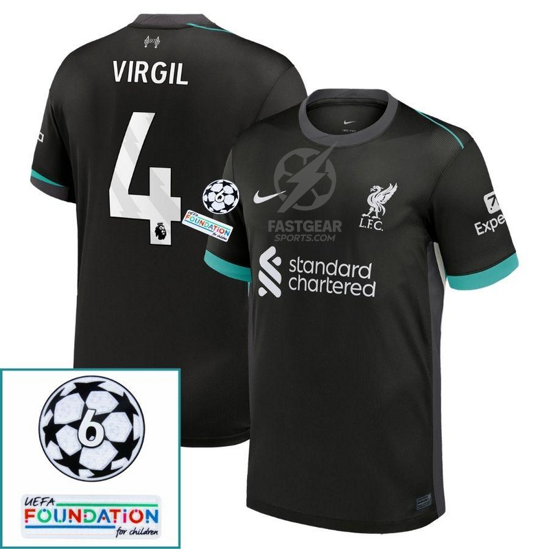Liverpool Away 2024/25 Patches UCL UEFA Foundation (Official Printing)