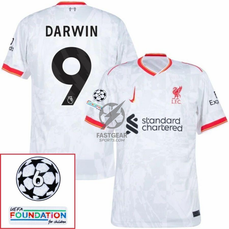 Liverpool Away 2024/25 Patches UCL UEFA Foundation (Official Printing)