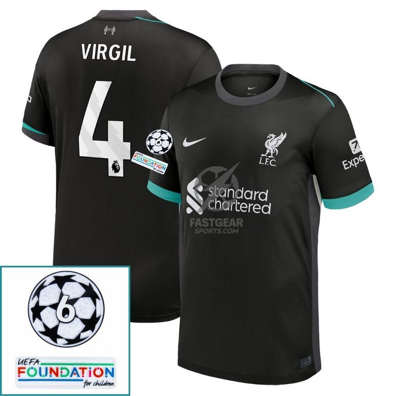 Liverpool Away 2024/25 Patches UCL UEFA Foundation (Official Printing)