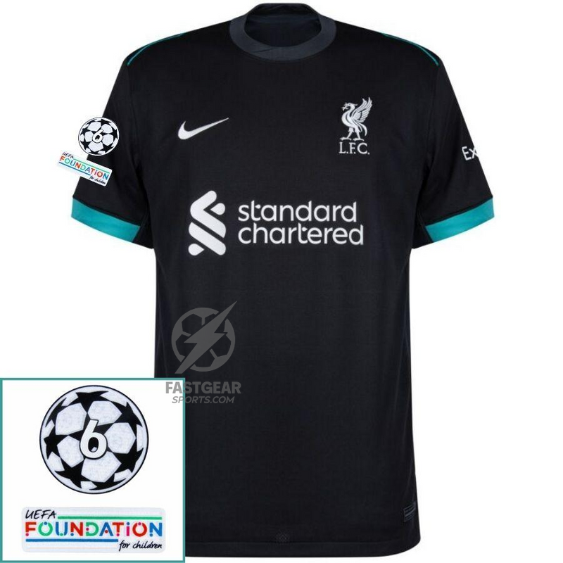 Liverpool Away 2024/25 Patches UCL UEFA Foundation (Official Printing)
