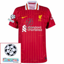 Liverpool Chiesa 14 Home 2024/25 Patches UCL UEFA Foundation (Official Printing)
