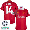 Liverpool Chiesa 14 Home 2024/25 Patches UCL UEFA Foundation (Official Printing)