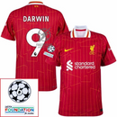Liverpool Darwin 9 Home 2024/25 Patches UCL UEFA Foundation (Official Printing)