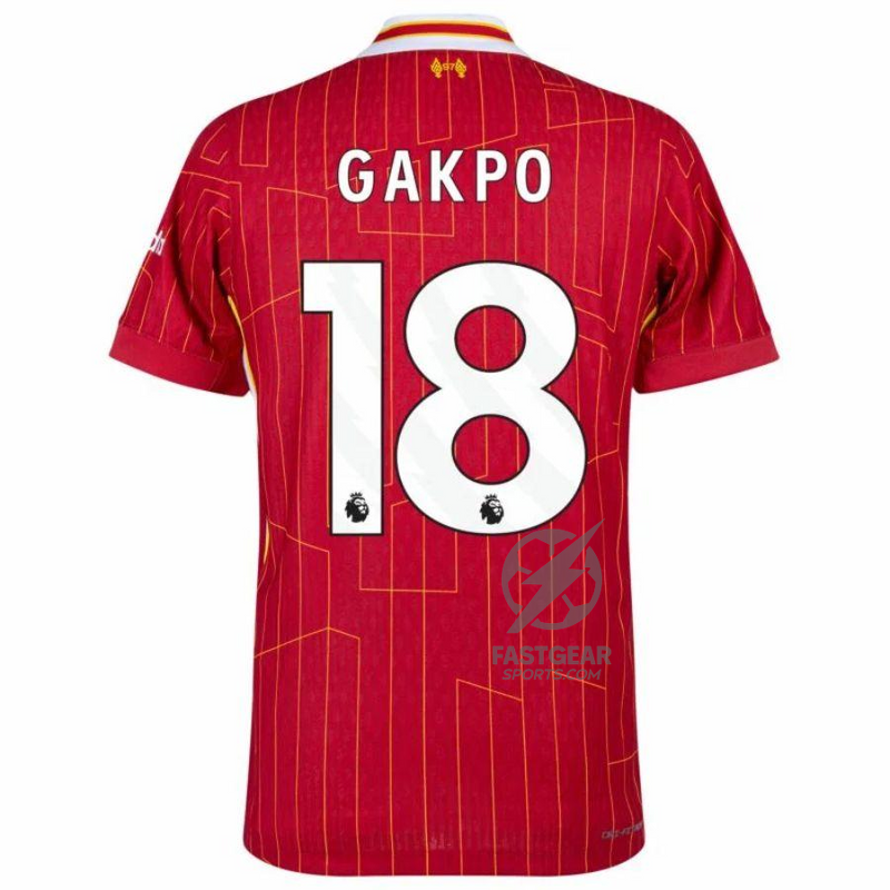 Liverpool Gakpo 18 Home 2024/25 Patches UCL UEFA Foundation (Official Printing)